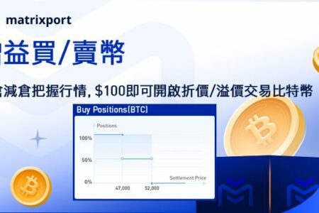 想在現貨市場折價/溢價交易比特幣？ 在 Matrixport 100 美金就可以