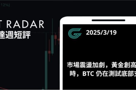 GT Radar 雷達週報 3/19：市場震盪加劇，黃金創高的同時，BTC 仍在測試底部支撐