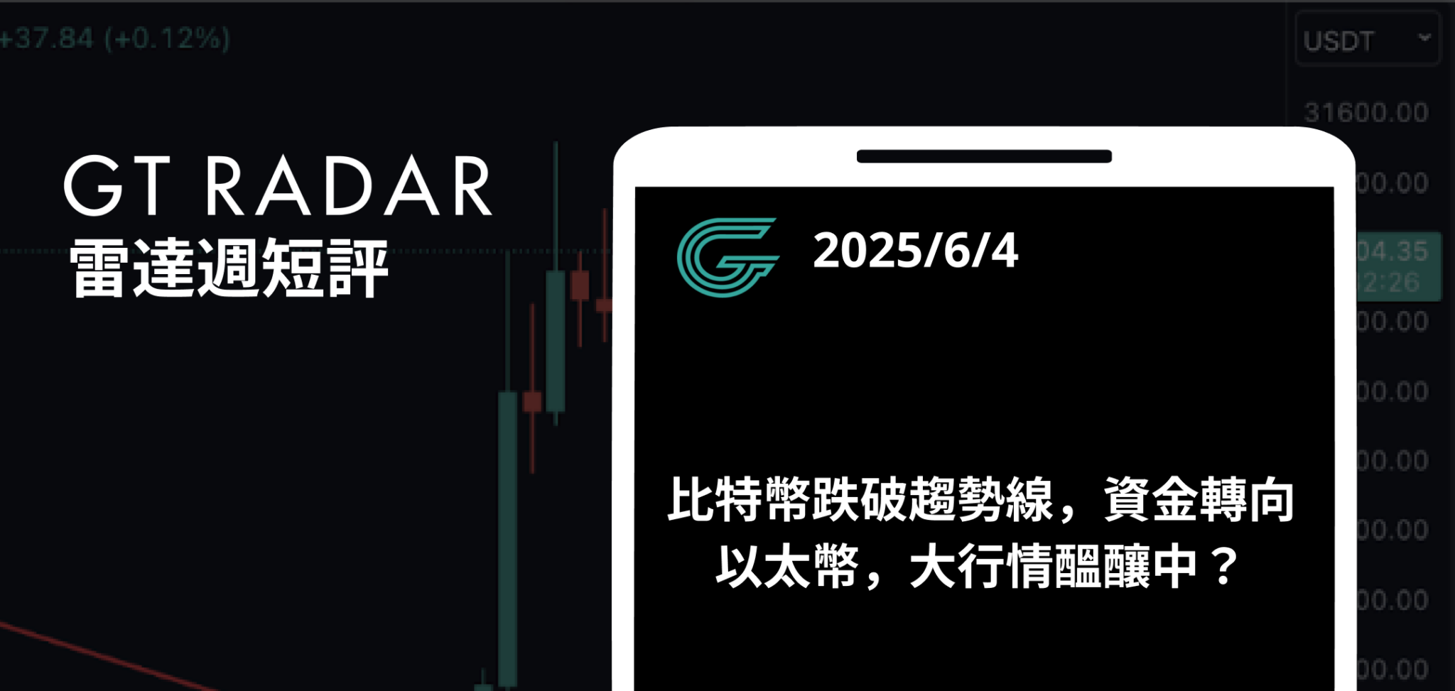 GT Radar 雷達週報 6/4：比特幣跌破趨勢線，資金轉向以太幣，大行情醞釀中